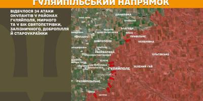 На Гуляйпільському напрямку відбулося 34 атаки окупантів у районах Гуляйполя