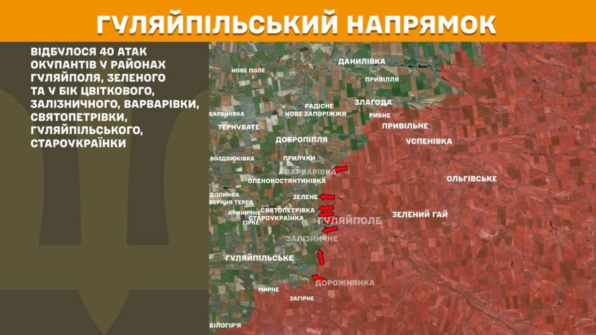 На Гуляйпільському напрямку відбулося 40 атак окупантів, — Генштаб