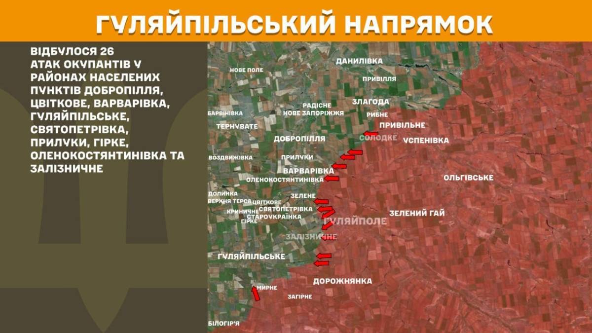 Наші захисники відбили 26 ворожих атак на Гуляйпільському напрямку