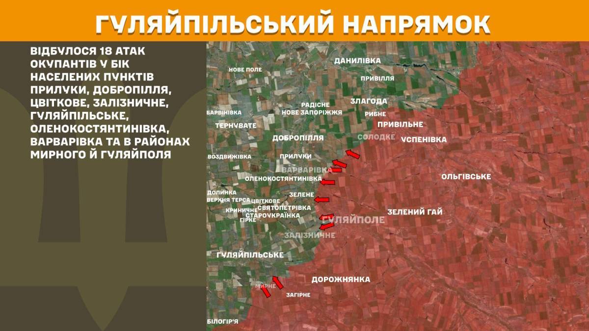  На Гуляйпільському напрямку відбулося 18 атак