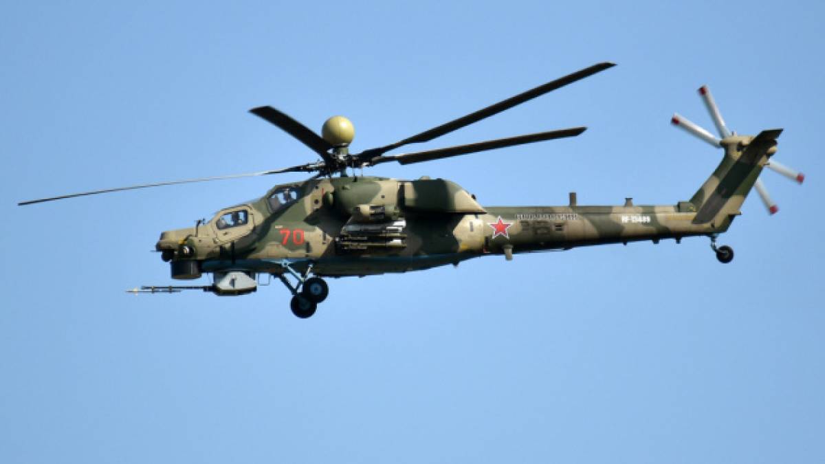 Уражений гелікоптер Мі-28 після атаки українських дронів