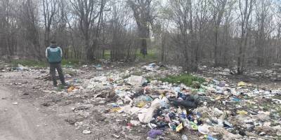Стихійне сміттєзвалище поблизу вулиці Передаточної у Запоріжжі, змішані побутові відходи